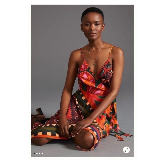 NWT FARM RIO Anthropologie Hanky Tribal Print Midi Wrap Dress XS Petite - Picture 3 of 10